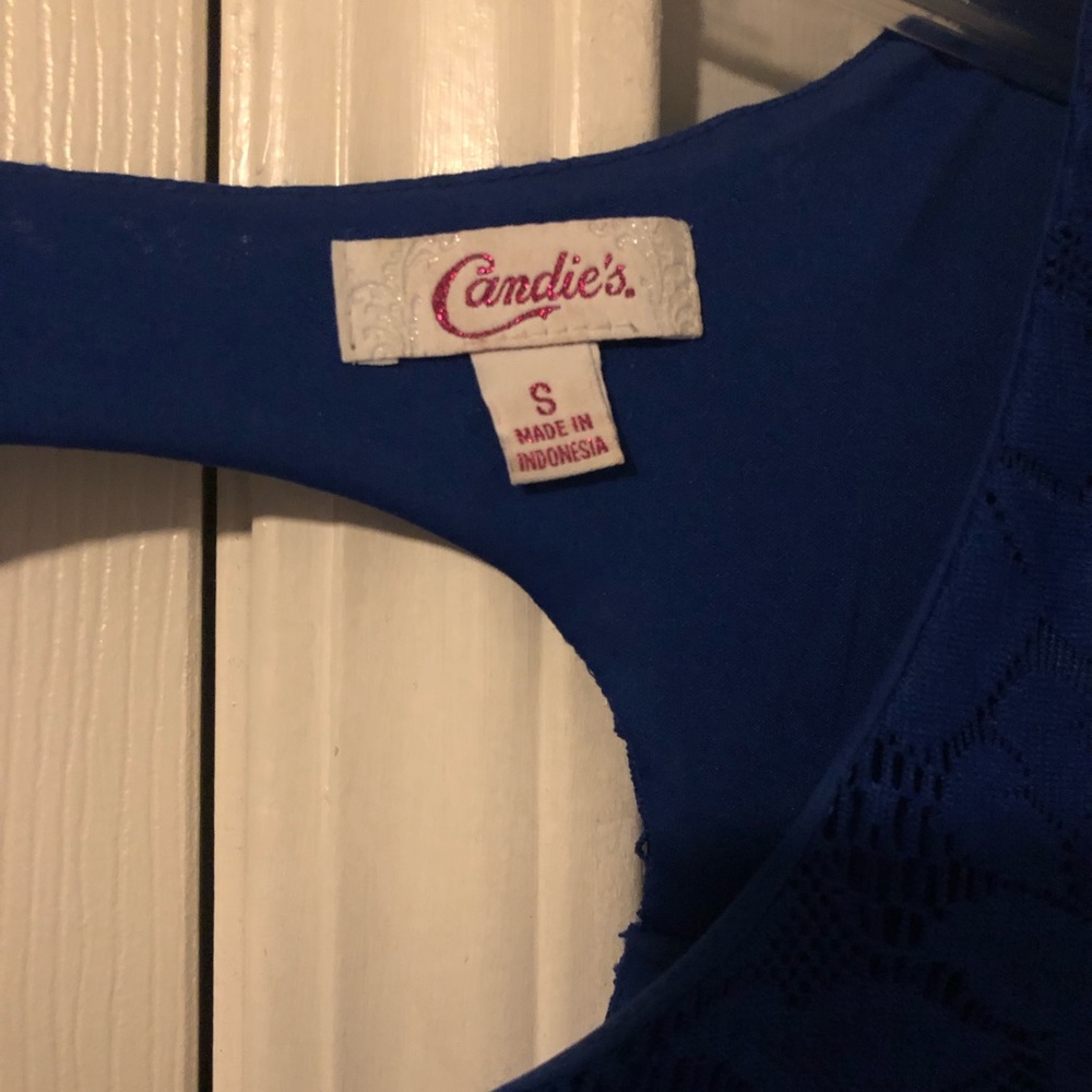 Candie’s navy blue floral dress